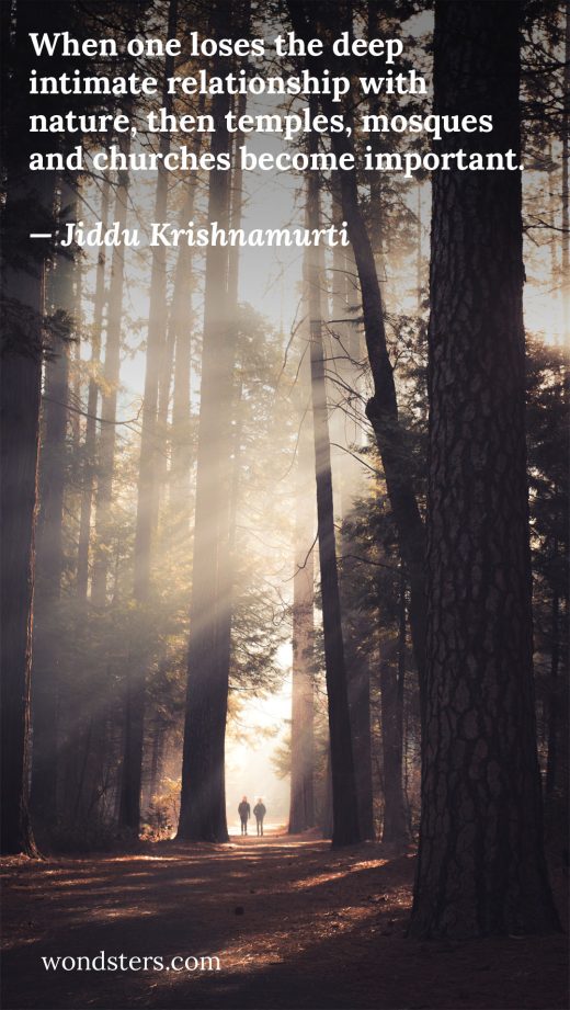 When one loses the deep intimate relationship with nature, then temples, mosques and churches become important.